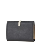 セリーヌ ラージ ストラップウォレット バイカラー 長財布 ブラック グレー レザー レディース CELINE 【中古】